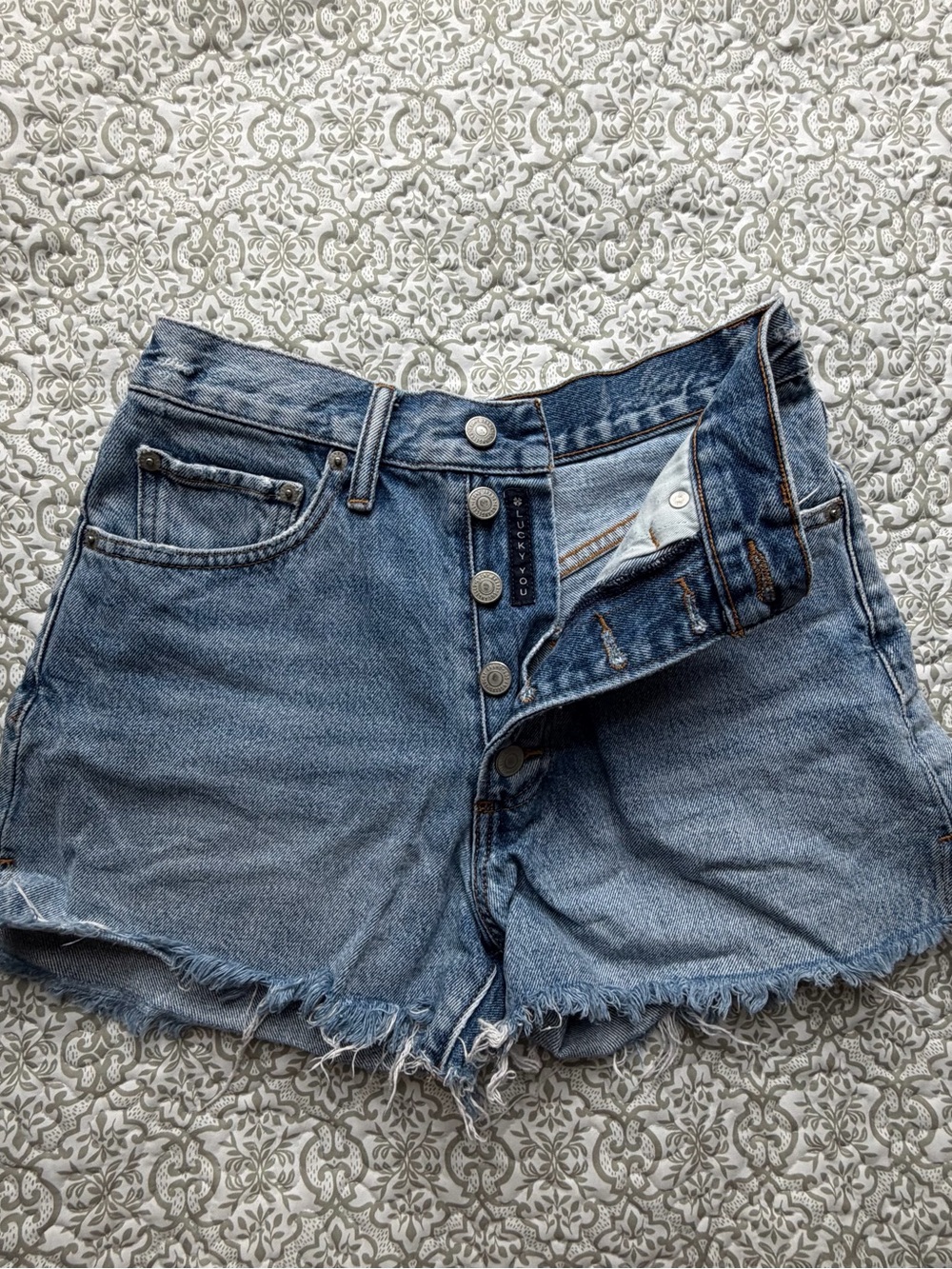 Lucky Brand Distressed Light Blue Denim Shorts‎